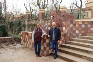 2022 12 21 Jardin Botánico, concejal Galindo y Mariano Carabias en la nueva fuente Jardín Botánico